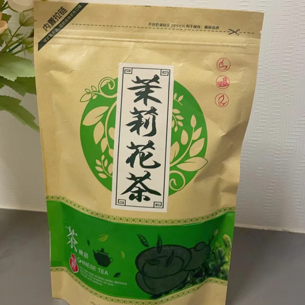 Té de Jazmín Clásico Económico en Bolsa con Cierre, 250g/500g, Té Verde Oolong de Jazmín en Bolsa de Aluminio Reciclable con Sellado, Nuevo