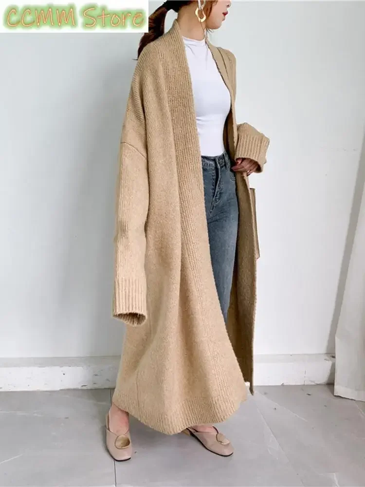 

Gray Big Size Thick Knitting Cardigan Sweater Loose Fit V-Neck Long Sleeve Women New Fashion Tide Autumn Winter