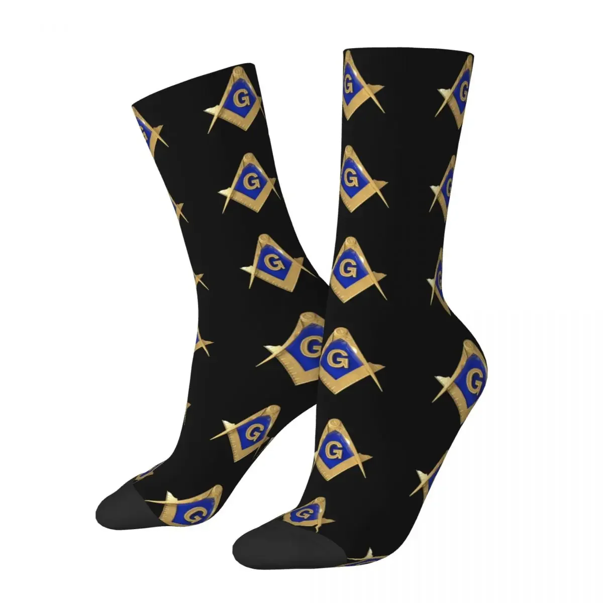 Cool Men's Women's Freemason Square Compass Gold Dress Socks Retro Merchandise Soft Socks Cotton Wonderful Gifts