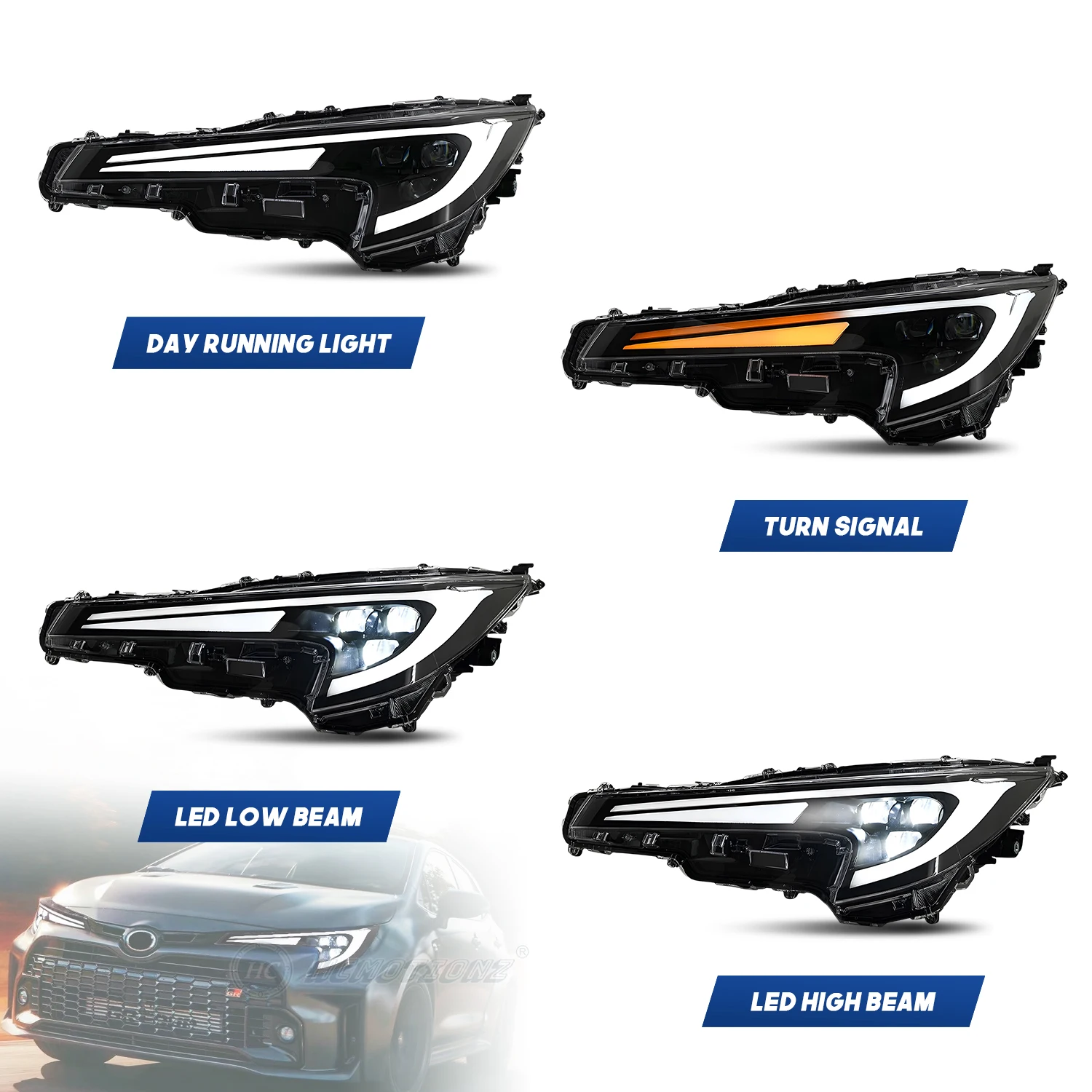 2026 HCMOTIONZ DRL Animation Headlights Assembly for Toyota Corolla US 2020-2025 Levin LE/SE/XLE/XSE LED Front Lamps