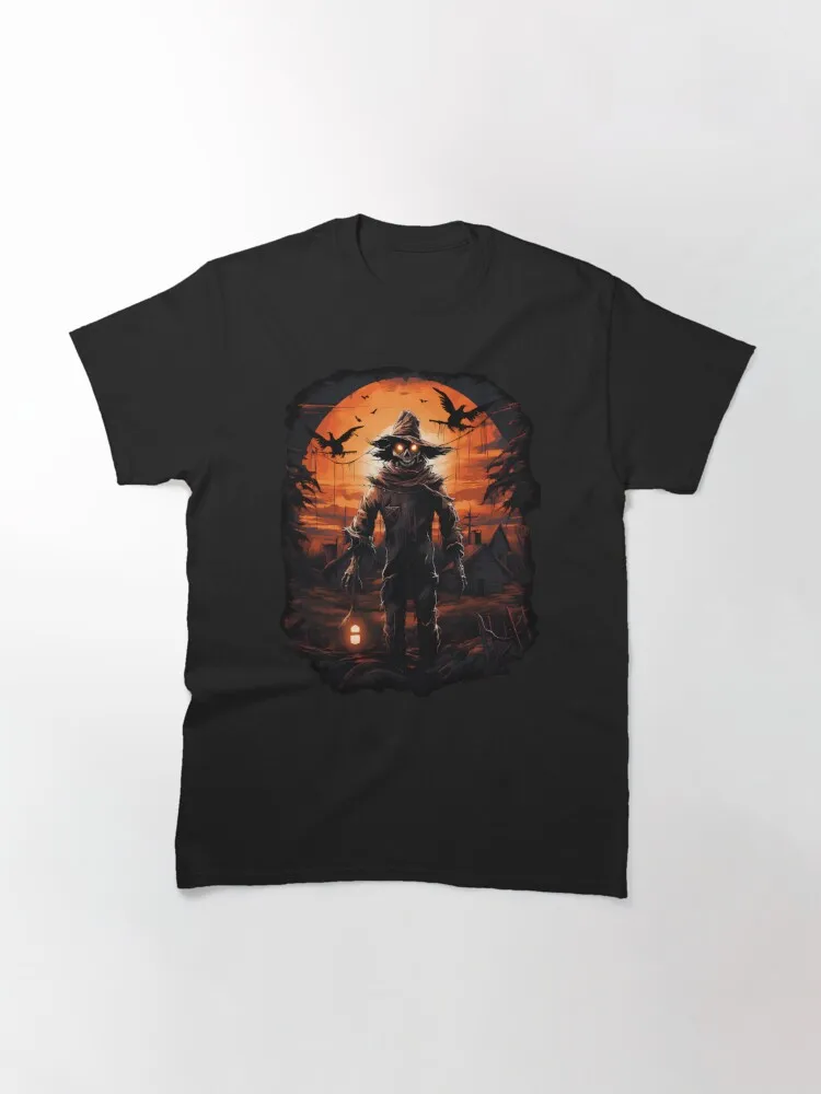 Full Moon And Terror The Halloween Scarecrow Classic T-Shirt Short Sleeve Tops Tees Cotton Print Tshirts New Fashion Top Tees