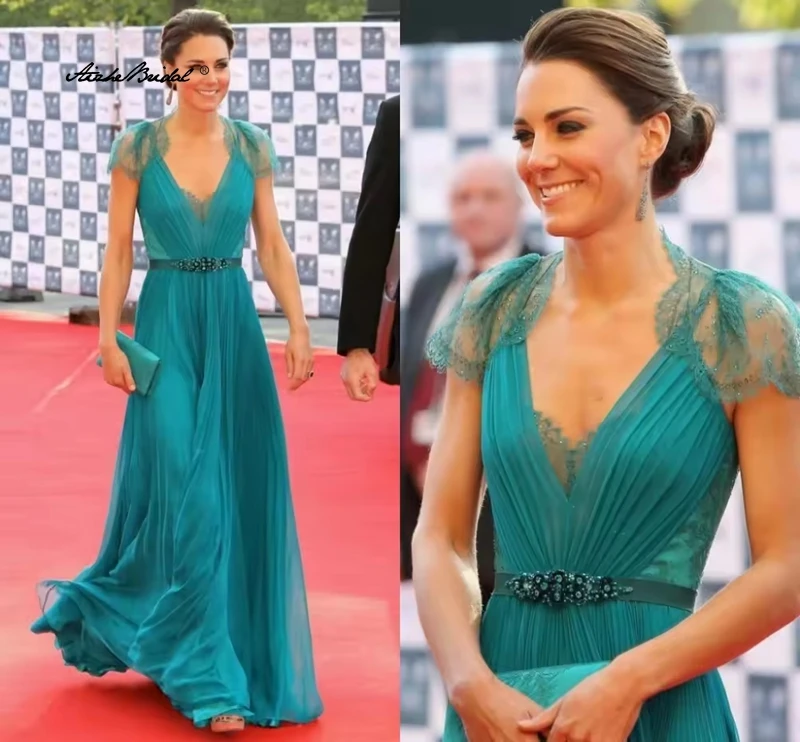 

Кейт Мидлтон Платья знаменитостей Вечернее платье с короткими рукавами Кружевное шифоновое платье трапециевидной формы для выпускного вечера Платье для свадебного гостя