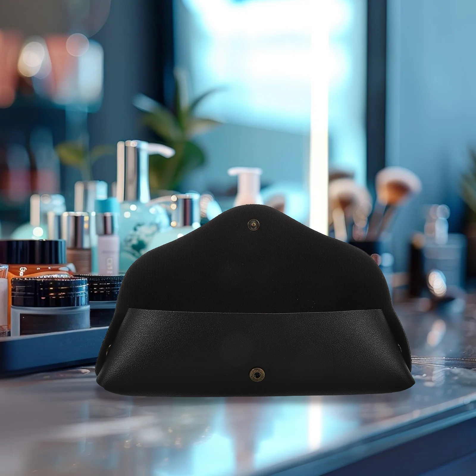 Bolsa de pincel de maquiagem preta durável, bolsa organizadora de viagem compacta para ferramentas e acessórios de beleza, design elegante, bolsa de lápis pequena