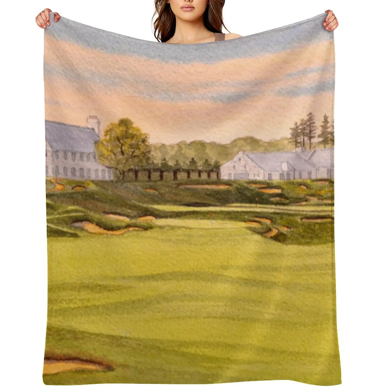 

Whistling Straits Golf Course 9th And 18th Greens Throw Blanket Luxury St Decorative Beds Furrys warm winter Blankets
