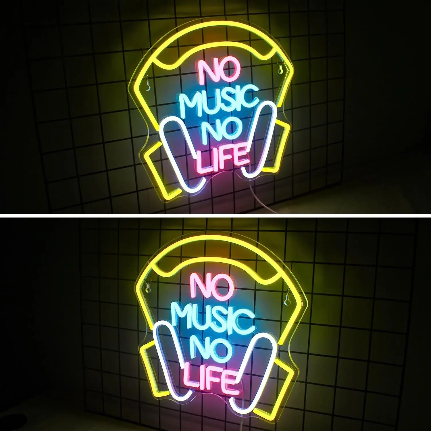 USB Powered Neon Light Signs, Sem música, Sem vida, Light Up Sign, Sala de música, Quarto, Loja, Sala de jogos