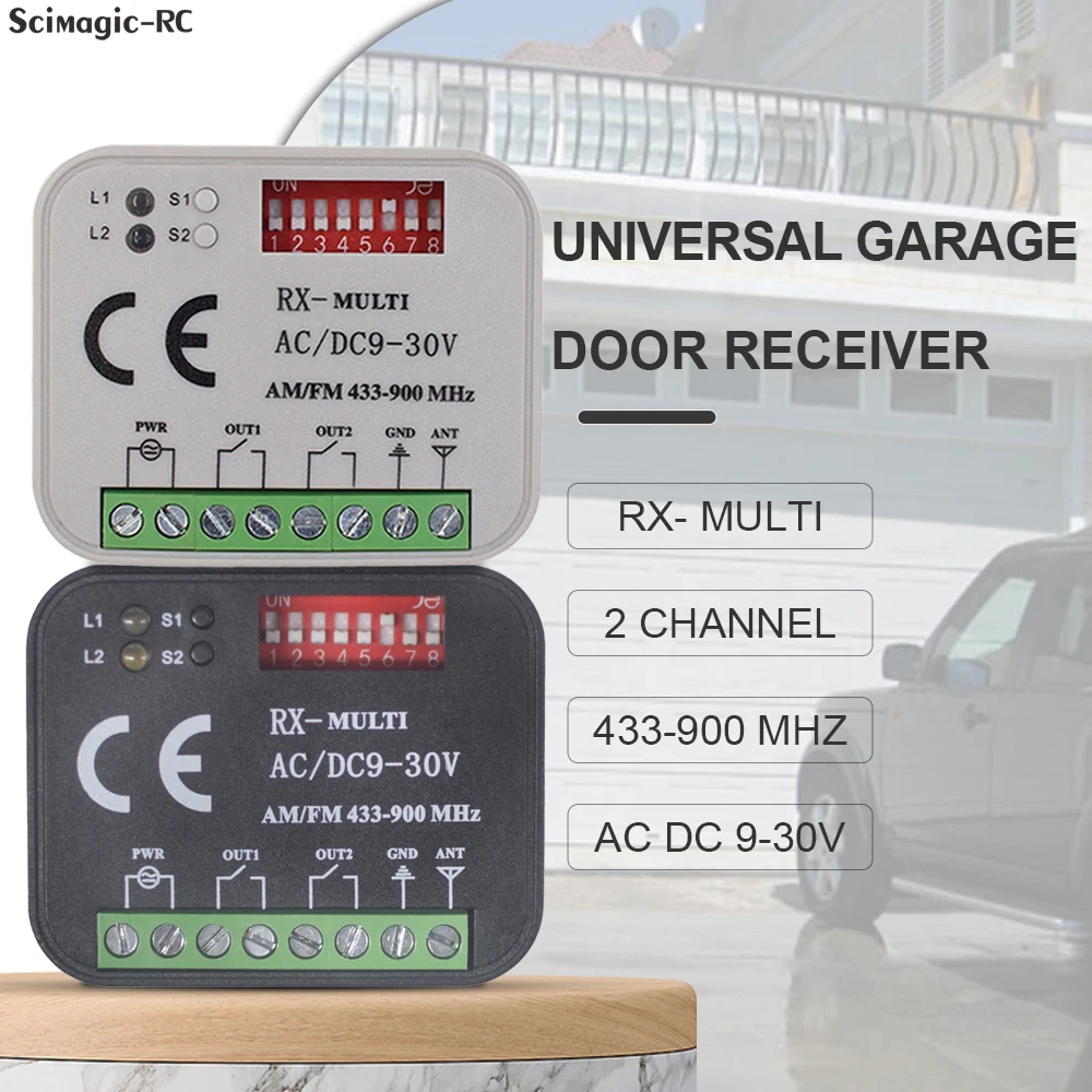 Receptor Universal para puerta de garaje, mando a distancia SOMMER 4026, TX03-868-2, 4020, TX03-868-4, 2 canales, DC 9V-30V, 300-868MHz