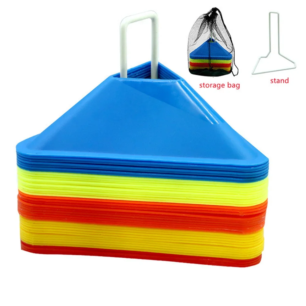 กรวยฟุตบอลพร้อมตัวยึด Mark Disk Agility Drills Cones Multi-Sport Training Space Cones สําหรับกีฬาบาสเกตบอล
