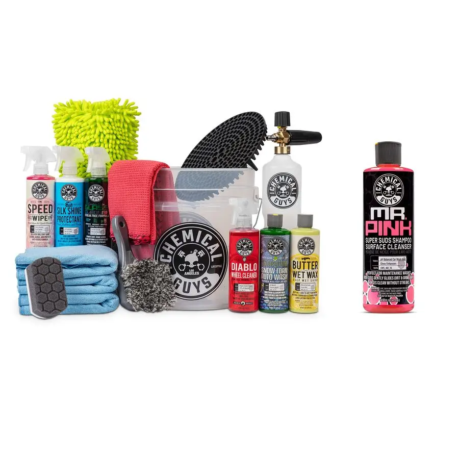 

CWS402FC 16Piece Arsenal Builder Carwash Kit, Foam Cannon, Bucket 6 16 oz Car Care Cleaning Chemicals Works w Pressure Washers w