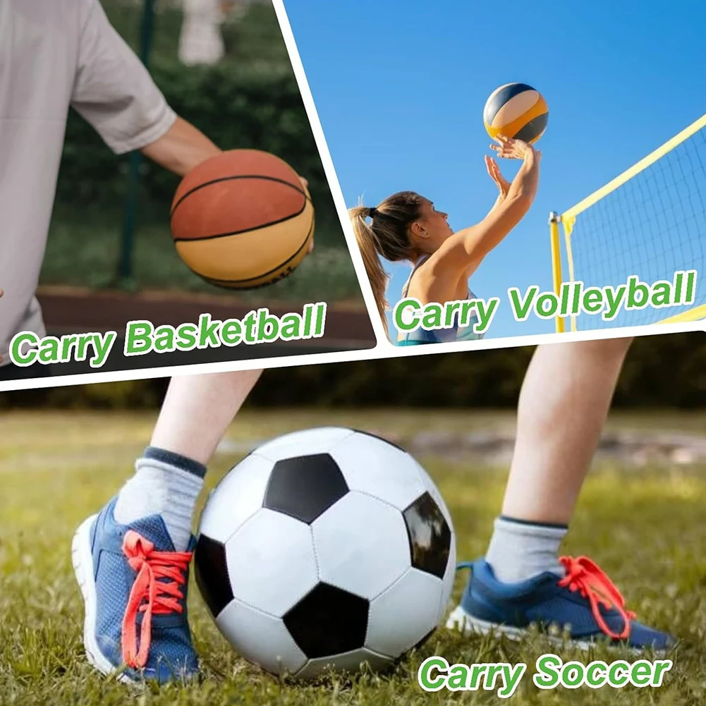 Netz-Tragetasche mit Clip, Kordelzug, Sling-Rückentasche mit Reißverschlusstasche, Sportballtasche für Basketball, Fußball, Volleyball, Fußball