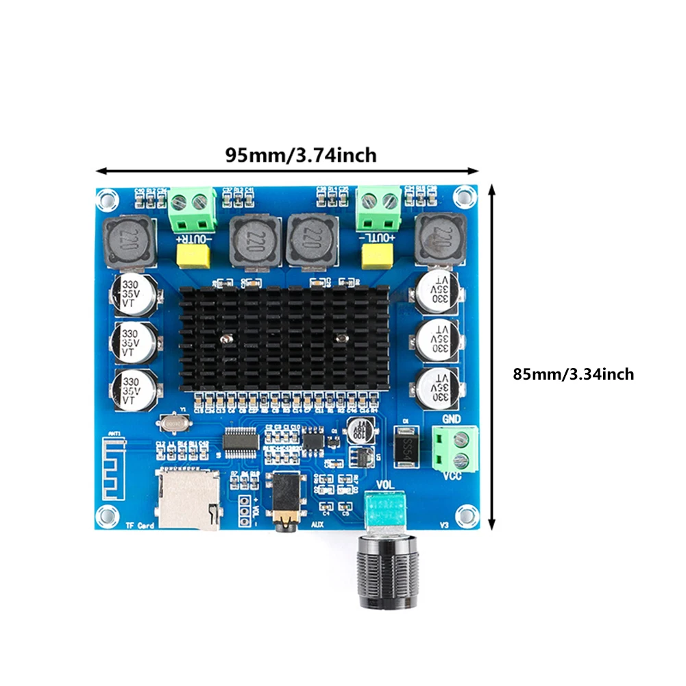 XH-A105 Sound Amplifier Board 2x100W TDA7498 Power Amplifier Board Dual Channel Supports AUX for Speakers Home Theater DIY