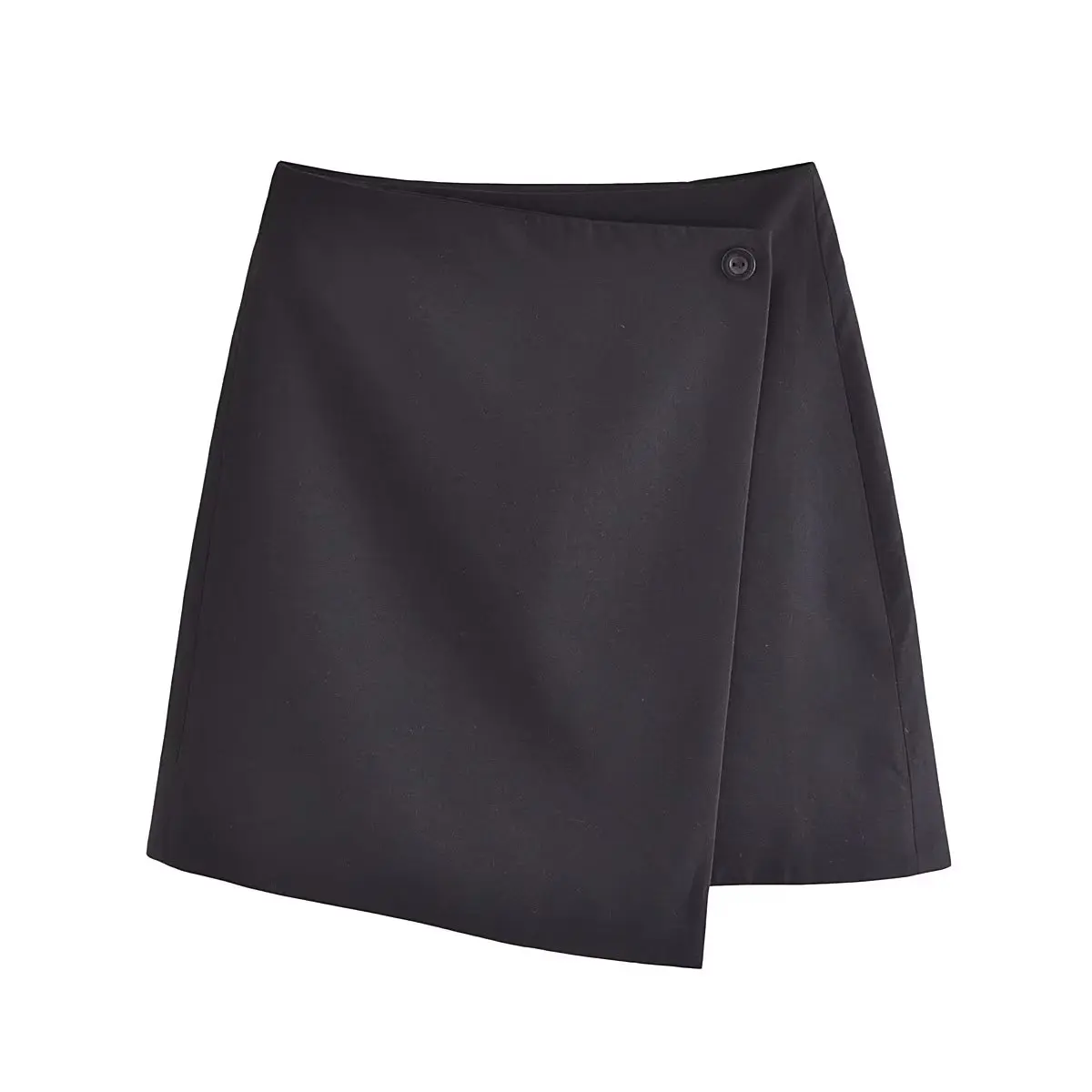 Withered French Fashion Elegant Asymmetrical Mini Skirts Womens High Waist Simple Solid Office Ladies Skirt