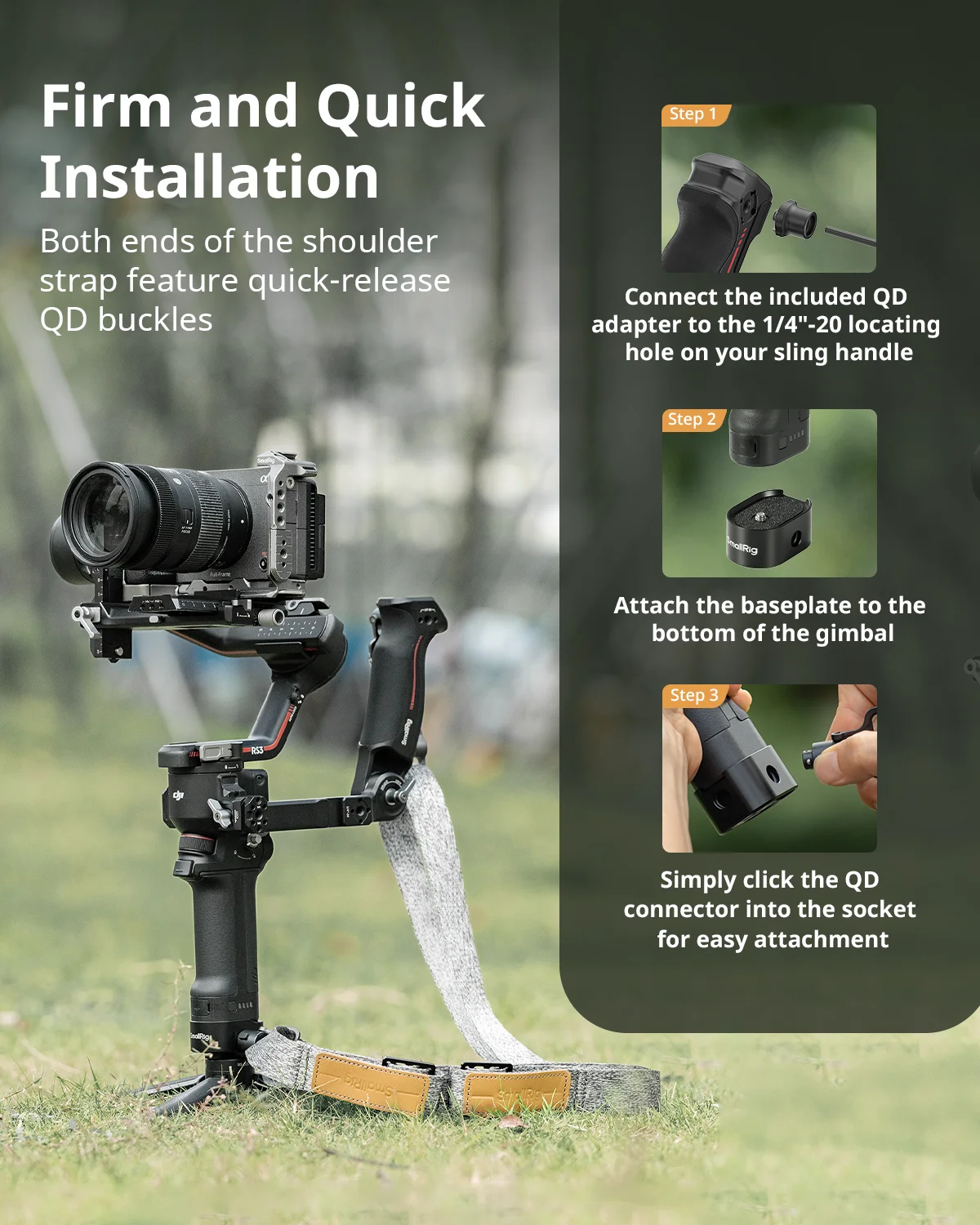 Pasek na ramię obniżający wadze SmallRig RS3 RS4 do uchwytu Sling Handle do gimbala DJI, pas do DJI RS 4 / RS 3 Pro / RS4 Pro / RS 4 Mini — zdjęcie produktu 5