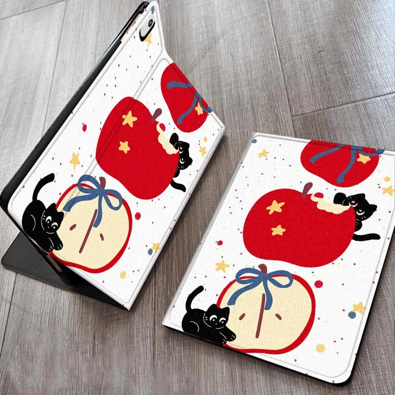

Apple Cat Illustration Pattern For iPad Pro 7 8 9 Gen 2 11 13 5th 6th 10th 11th M5 M4 12.9 10.9 10.2 Inch 2024 2025 Tablet Case