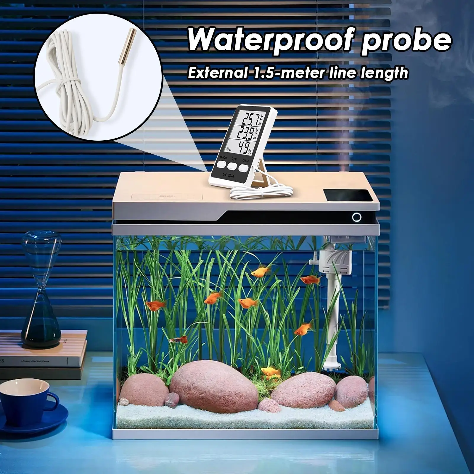 Freezer Temperature Gauge Indoor Fish Tank Hygrometer Waterproof Fish Tank Hygrometer For Food Storage Warehouse Catering