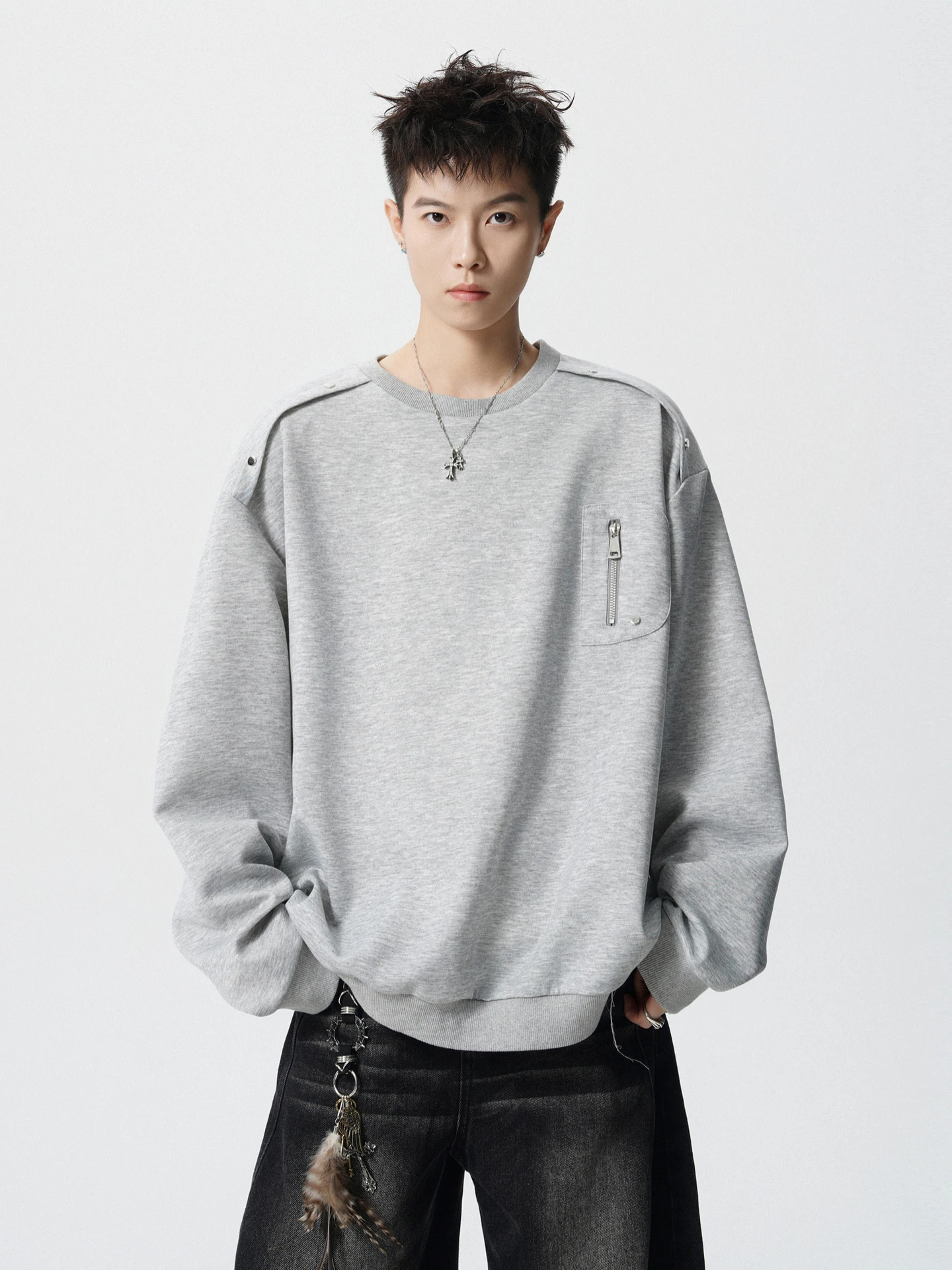 

Spring Vintage round Ne Sweatirt Men's Loose Fit Overhead Top Couple's Casual Versatile Comfortable Wear Resistant Polyes...