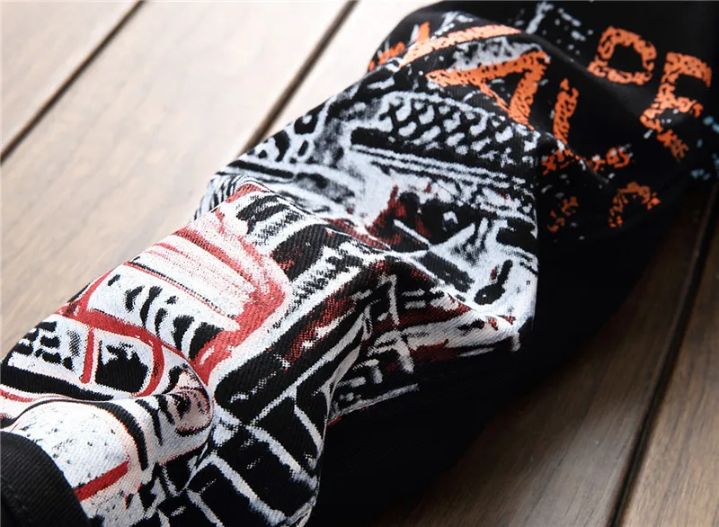 White Straight Leg Jeans Men Hip Hop Pants Fashion Letter Print Stretch Slim Fit Black Jeans Man Casual Mid Waist Denim Trousers