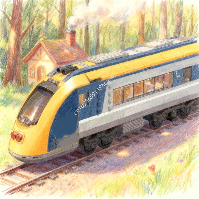 268pcs MOC Passenger Train Cab Car Aero City Trains Model Building Blocks Christmas Gifts Construction Toy Education Brick Kids