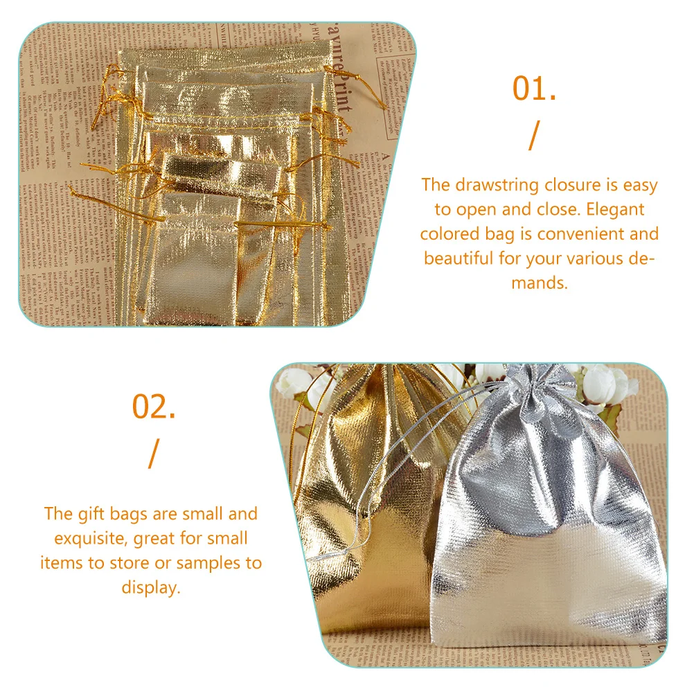 

100pcs Candy Bags 5x7cm Gold Silver Drawstring Favor Pouches Bulk Wedding Party Gift Chocolate Storage Bags Jewelry Samples