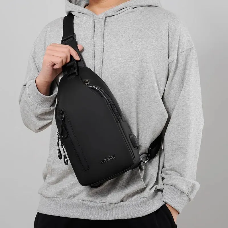 Men's Chest Bag Men's Hanging Outdoor Sports Chest Bag Men's Casual Shoulder Bag Waterproof Lightweight Crossbody Bag