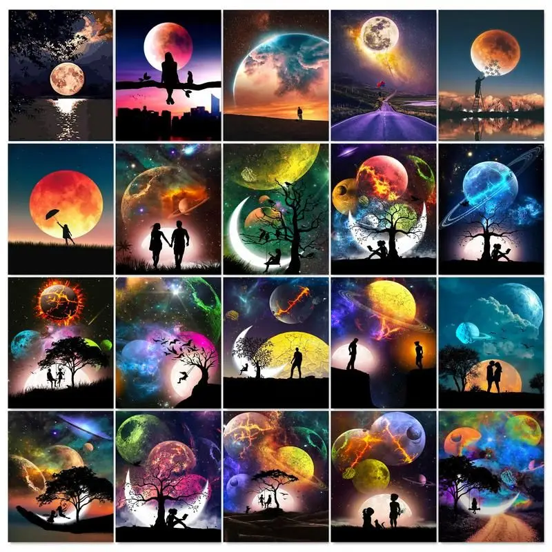 

GATYZTORY 40x50cm Painting By Numbers Moonlight Couples Paint By Numbers On Canvas DIY Gift Number Painting Home Decor