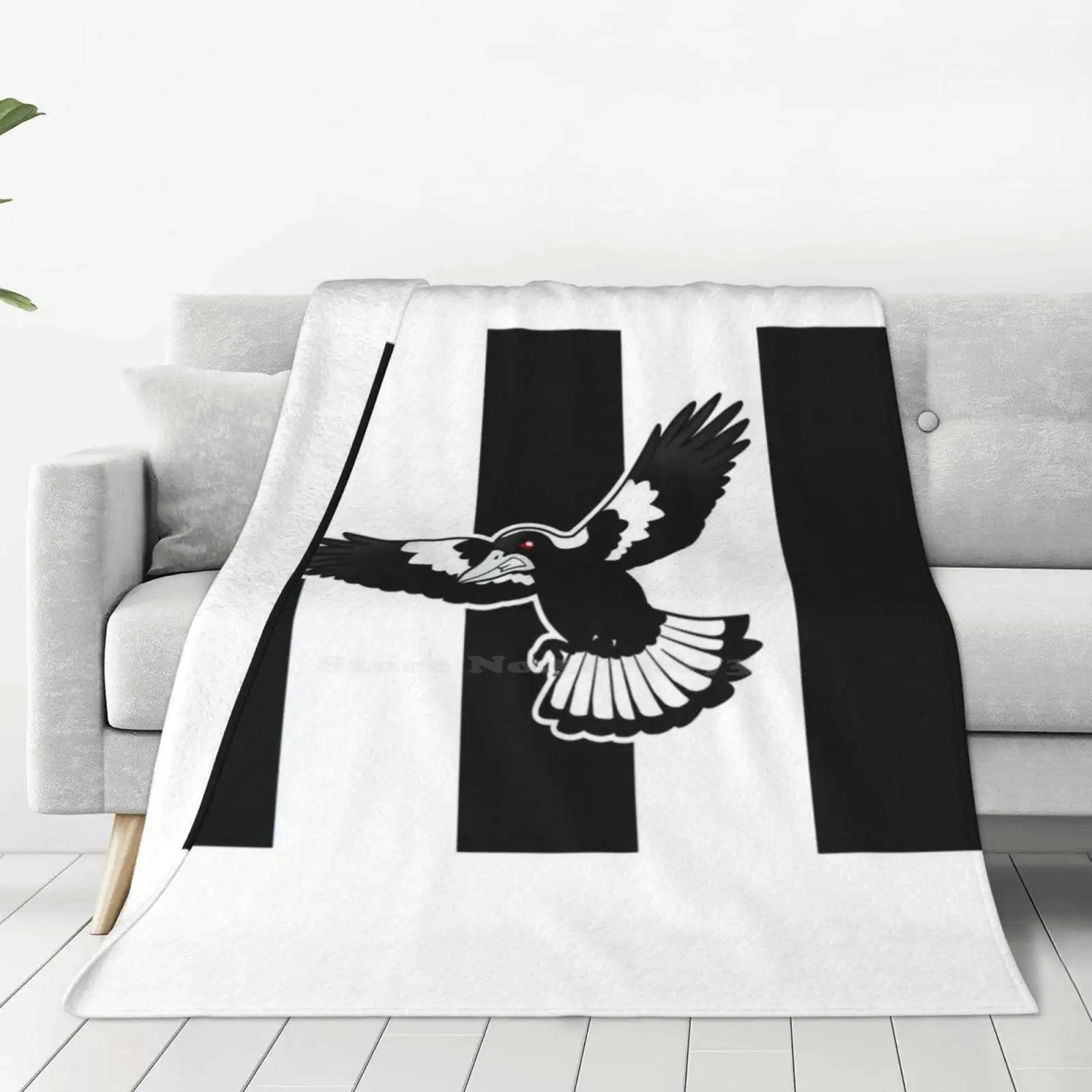 Swooping Magpie Shaggy Throw Soft Warm Blanket Sofa/Bed/Travel Love Gifts Magpies Magpie Swooping