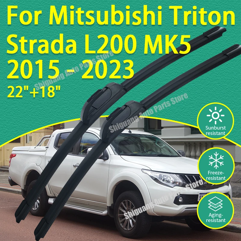 

Front Silicone Coating Wipers for Mitsubishi Triton Strada L200 MK5 KJ KK KL 2015 - 2023 Car Wiper Windshield Blades Accessories