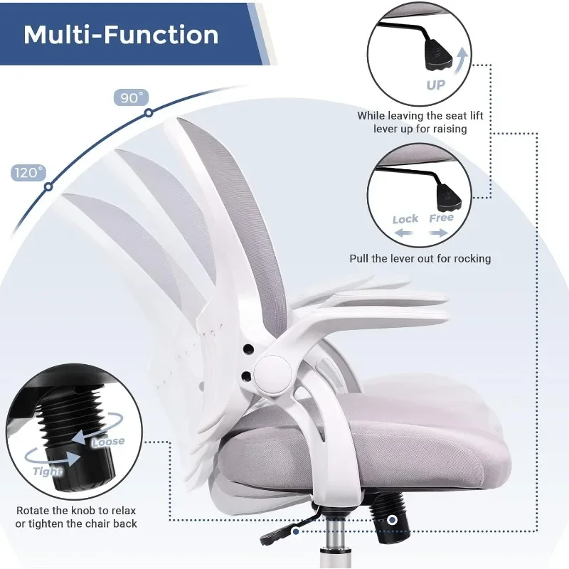 Ergonômico Mesh Computer Desk, High Back Swivel, Task cadeira executiva, braços macios, acolchoado apoio lombar, Home Office