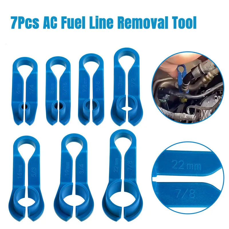 7PCS Car Fuel Line Removal Tool 1/4inch-1/8inch Portable Auto AC Fuel Lines Quick Removal Tools Angled Disconnect Tool Set