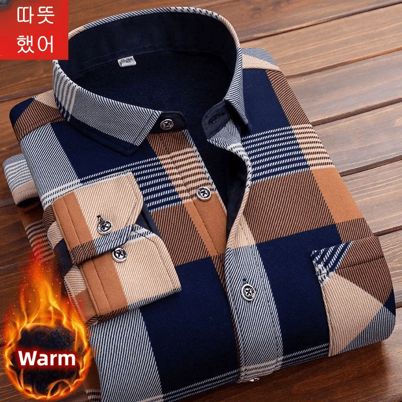 Men\'s Fashion Autumn Winter Casual Long Sleeve Plaid Shirt Thick Warm Spring Men\'s Casual High Quality Soft Large Size Top Shirt