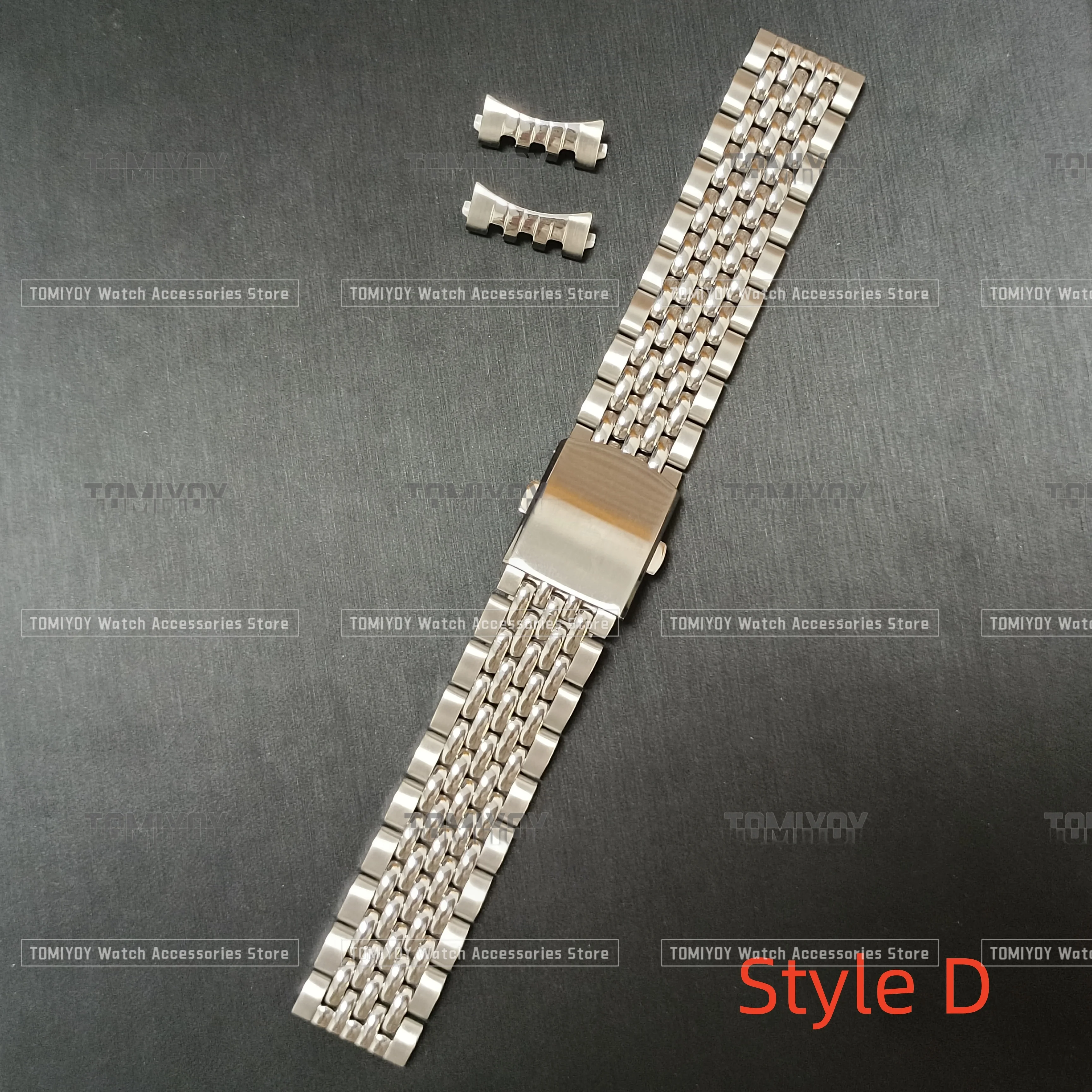 Curved end+Flat end 20MM 22MM Stainless Steel Solid Silver 2 Tone Gold Screw in Style Rice watch strap fit for OMG rlx skx watch