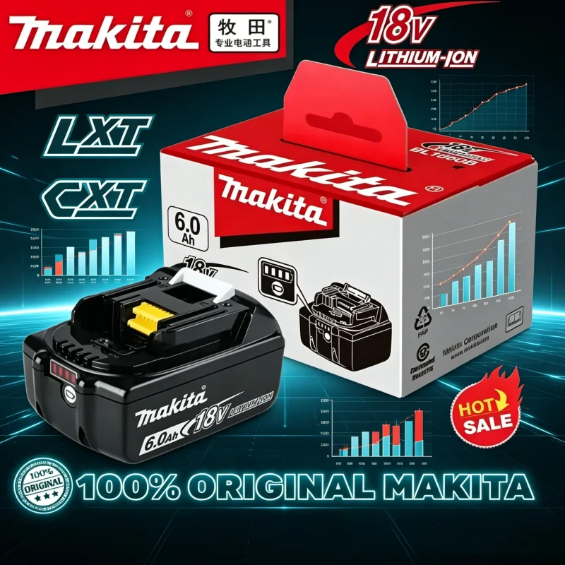 

Original makita accessories 6Ah for Makita 18V Battery BL1830B BL1850B BL1850 BL1840 BL1860 BL1815 Replacement Lithium Battery