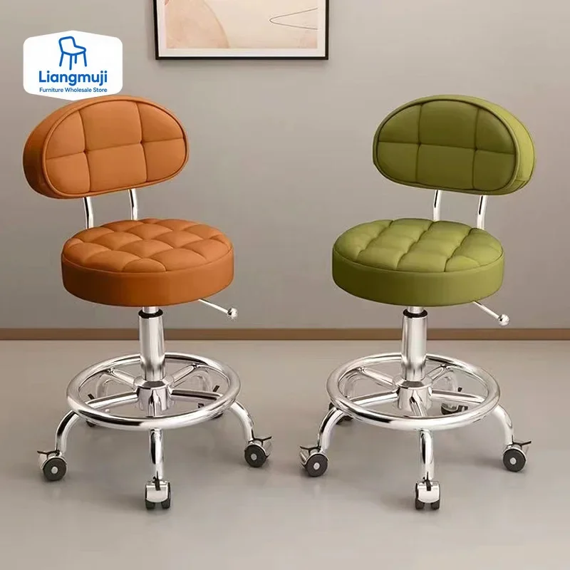 كرسي الحلاقين الجمالي عجلات بسيطة هيدروليكية محمولة كرسي تصفيف الشعر الدوار المصمم Coiffeur Stuhl الأثاث MQ50BC #2