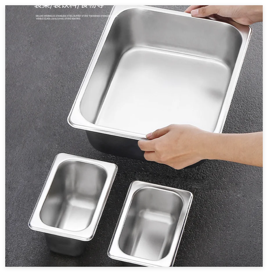 Food Buffet Basin Plates Stainless Steel  Square Pots  Tray Dishes