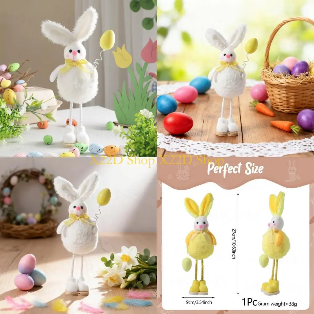 X22D Easters Bunnies Plush Figurine Toy Decorative Hanging Craft Family Activity Project
