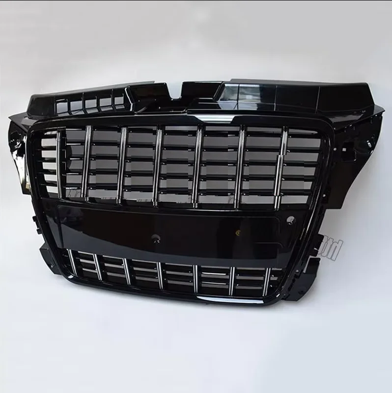 For Audi A3 S3 2008-2012 RS3 Honeycomb Grille Black Front Grill Chrome Rings