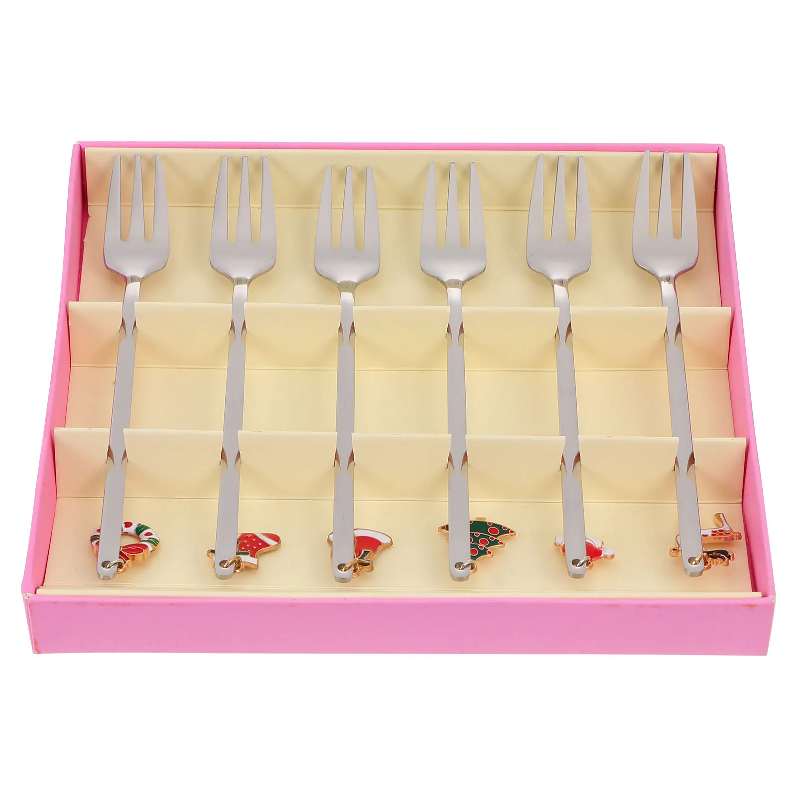 

6Pcs Christmas Forks Set Stainless Steel Coffee Dessert Forks Creative Festive Design for Wedding Housewarming Holiday Party