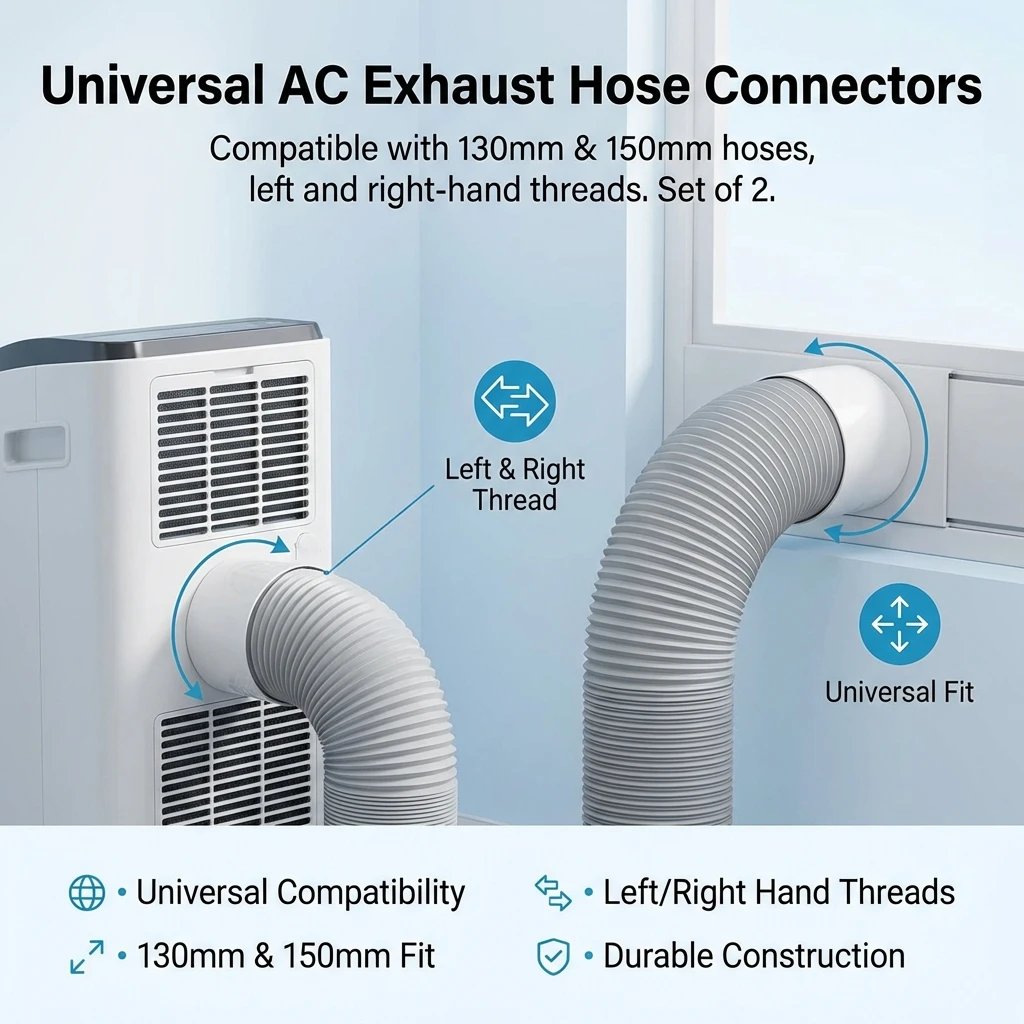 130/150mm Air Conditioner Vent Pipe Connector Universal Durable Left Right Rotation For Home Commercial Ac Exhaust Duct System