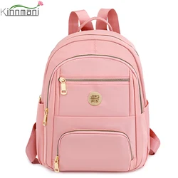 Mochila rosa para chicas, mochila de diseño de moda para mujer, mochila de viaje de tela de nailon, bolsa de estudiante antirrobo Simple