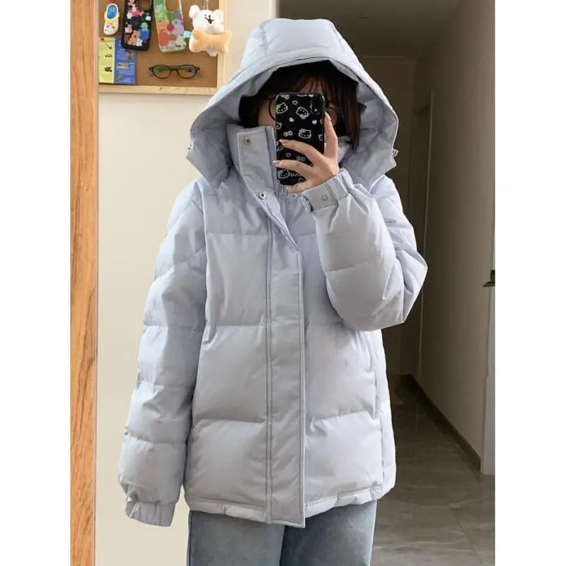 

Студенческая куртка на хлопковой подкладке для девочек, утепленная зимняя женская хлопковая куртка-пуховик с капюшоном в американском стиле ретро в консервативном стиле с надписью, пальто