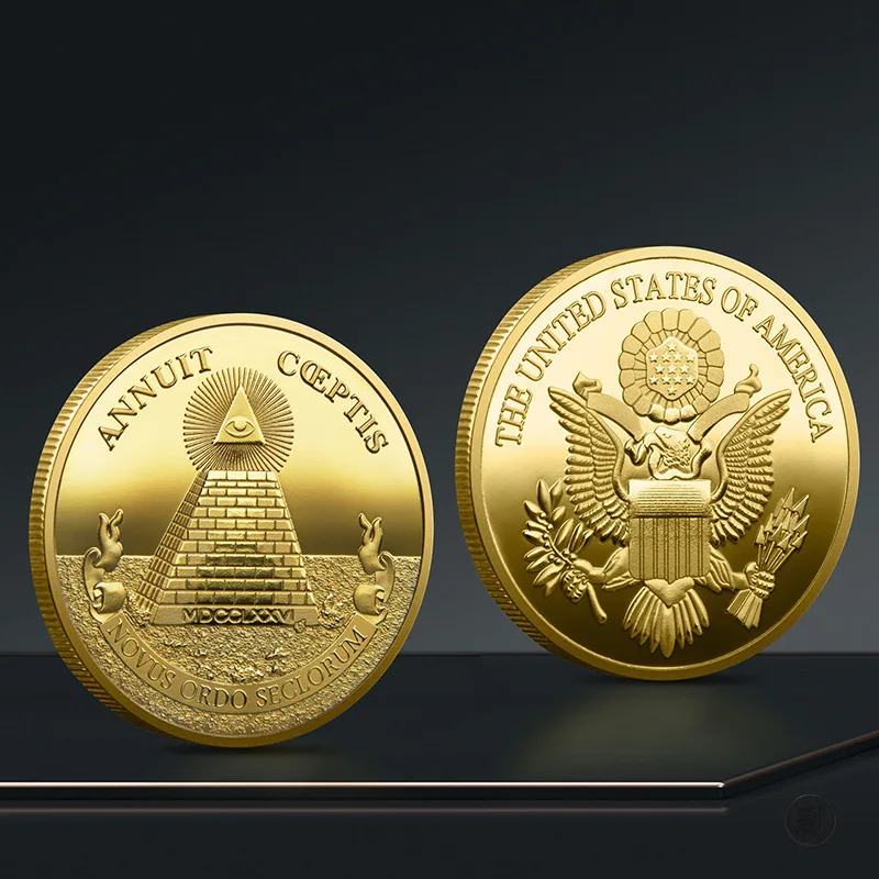 Souvenir Pyramid Coin European and American Faith God's Eye Free Freemason Commemorative Coin view 3