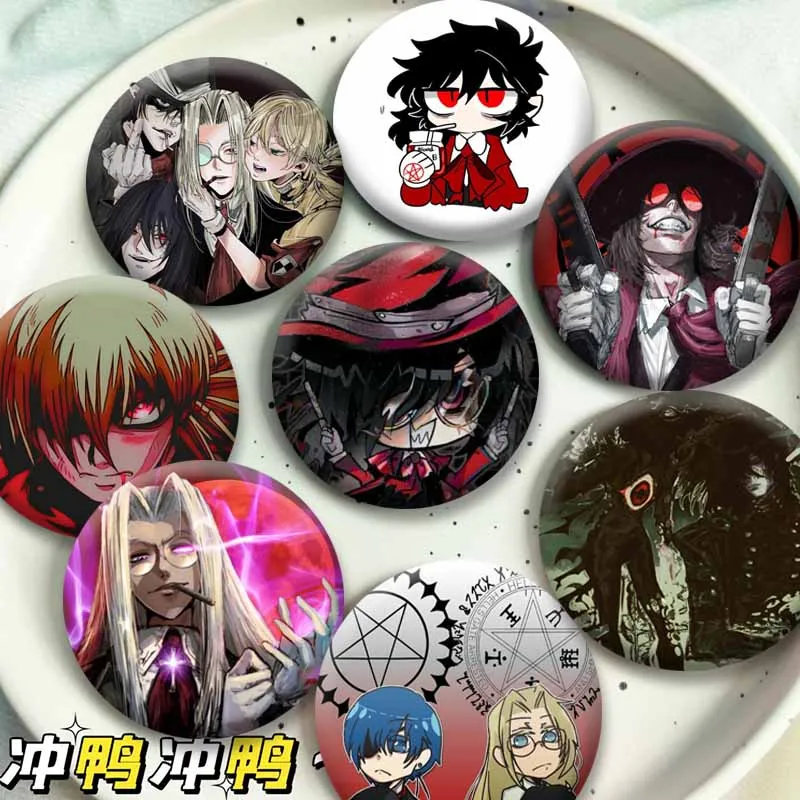 Anime Hellsing Ultimate Button Pins Alucard Integra Seras Victoria Cartoon Brooch Snap-in Badge for Clothes Bag Ornament Jewelry