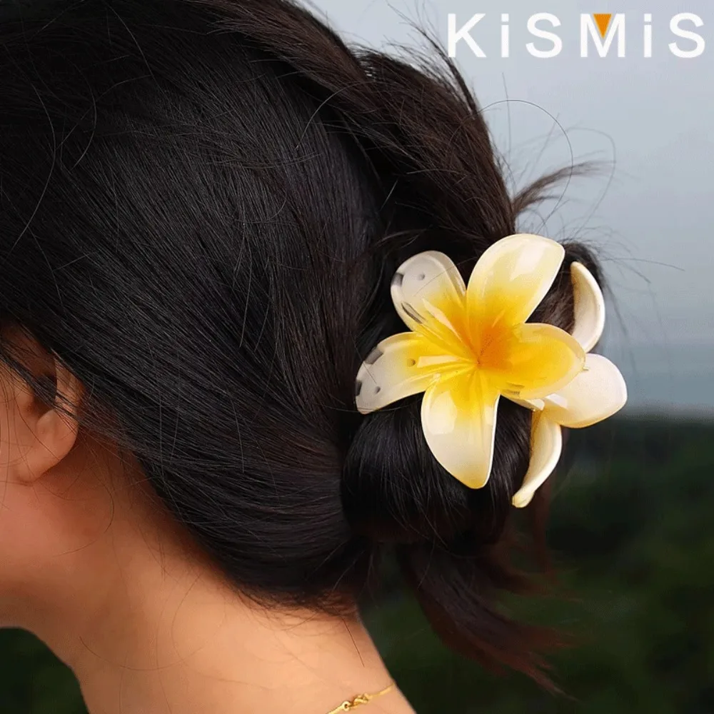 KISMIS 1PC New Simulation Bauhinia Candy Color Clip Transparent Plumeria Hair Clip Bath Hair Grabbing Board