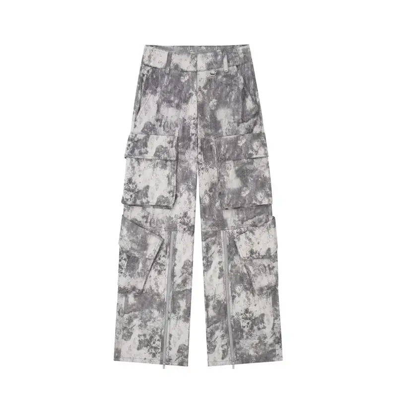 

Casual High Waist Straight Leg Printed Work Pants Women's Fashionable Printed Utility Trousers Spring 2025 Casual Style