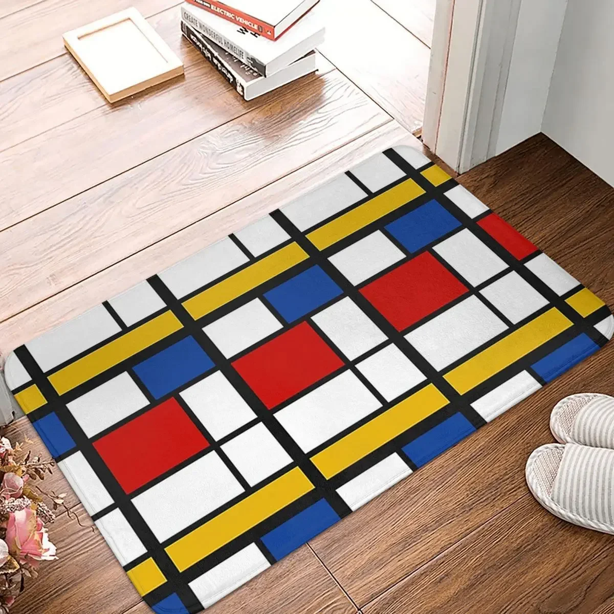 De Stijl #1 (Mondrian Inspired) Doormat Rug Carpet Mat Footpad Polyester Non-slip Durable Front Room Corridor Kitchen Bedroom