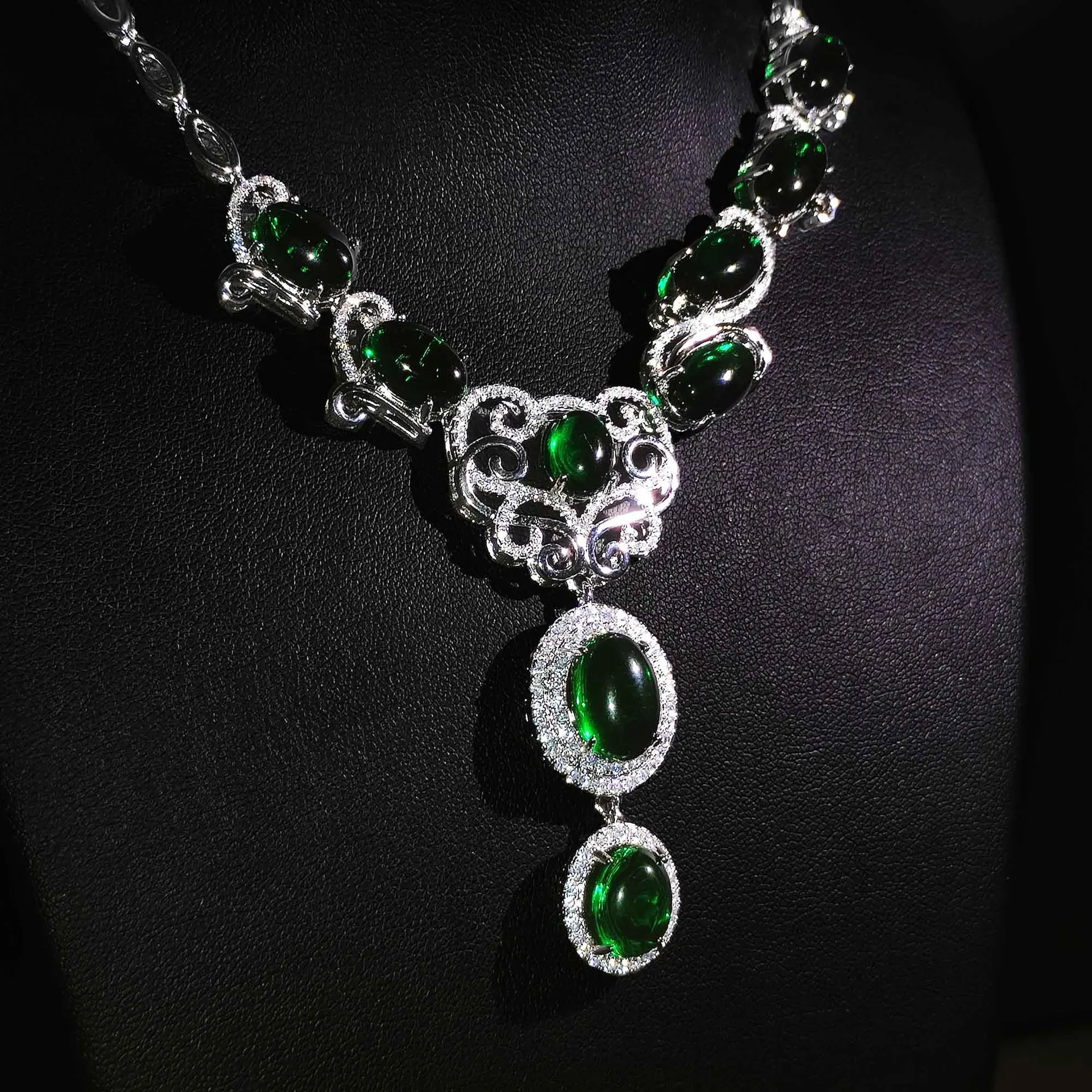 Exquisite Emerald Crystal S925 Silver Wedding Necklace Earring Inlaid Sparkling AAA Zircon for Women Engagement Jewelry Sets