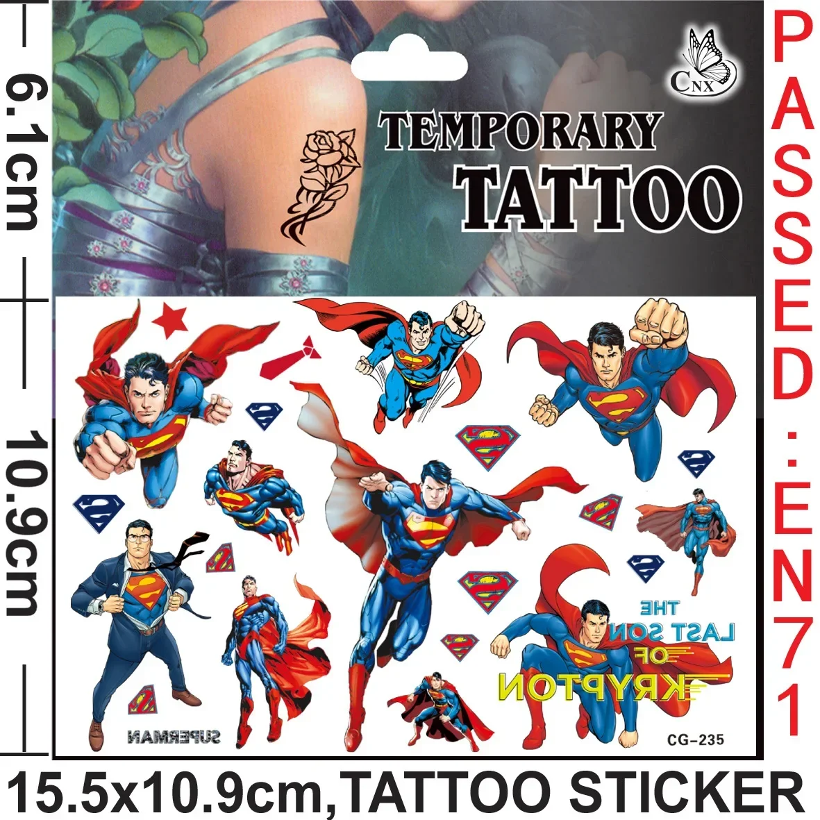 Superman Tattoo Stickers Temporary Tattoos for Kids Birthday Party Supplies Favors Cute Tattoos Stickers Decoration