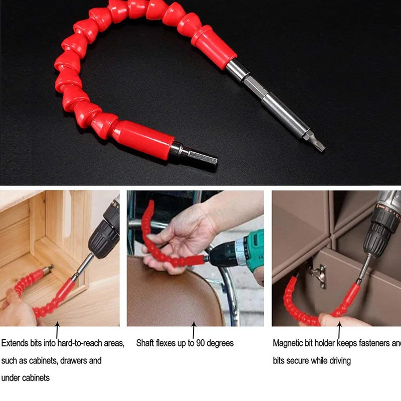 Juego de destornilladores de ángulo recto de 105 grados, adaptador de enchufe de broca hexagonal, juego de adaptadores de enchufe Universal de 3 piezas con eje Flexible