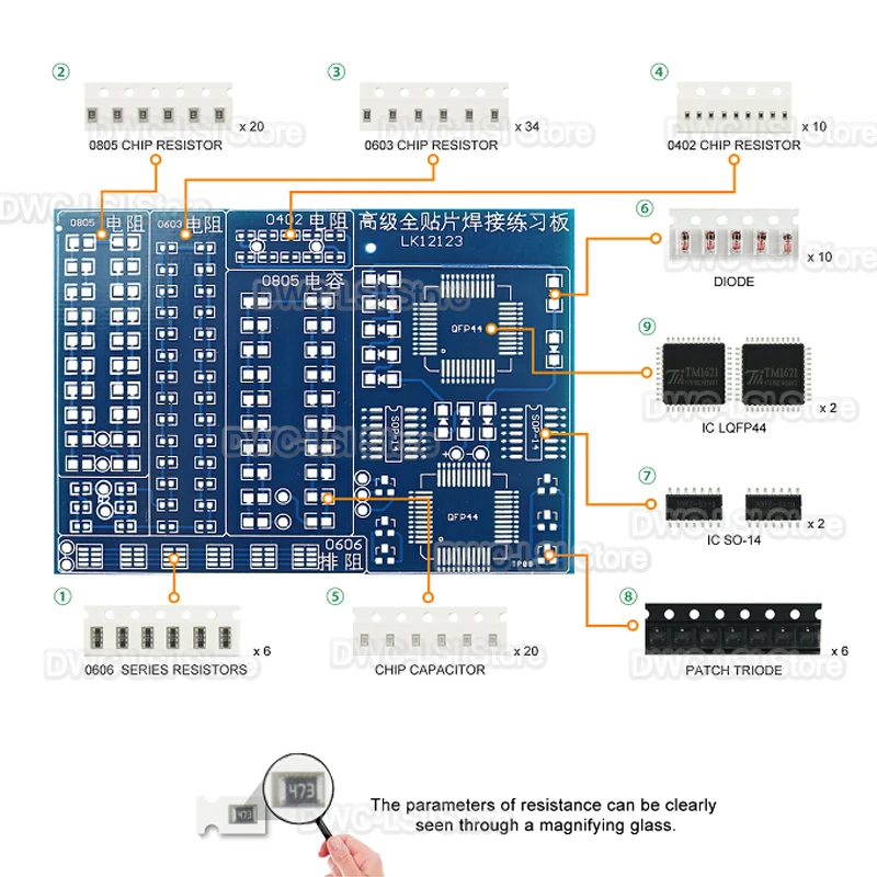 08 Patch Components Welding Practice Board Kit SMD/SMT DIY Soldering Skill Practice PCB Board Electronic Project Kits