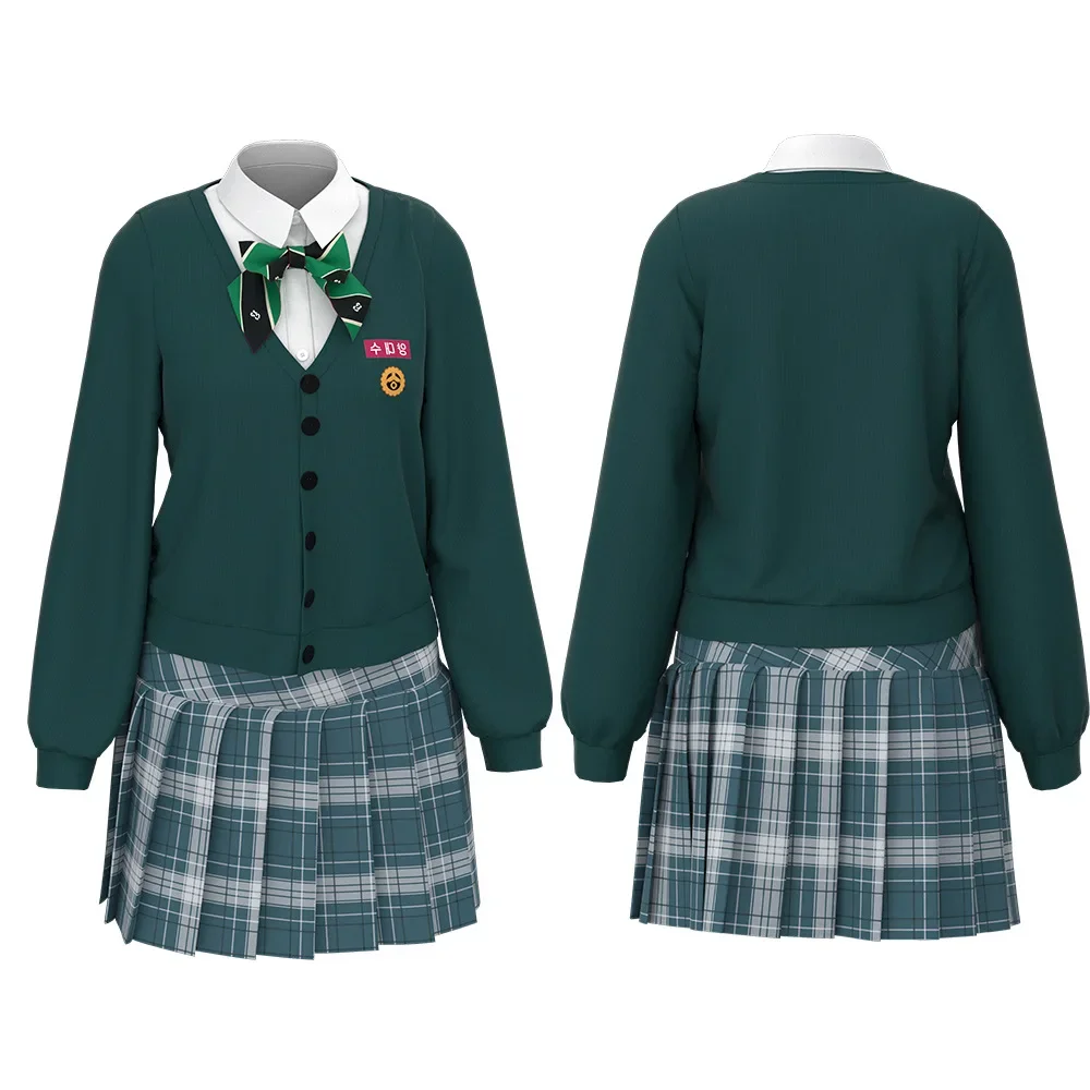 Costumes d\'uniforme scolaire JK pour femmes, tous nous sommes fréquence, pull cosplay, tenue de couple, plis jouant, fête