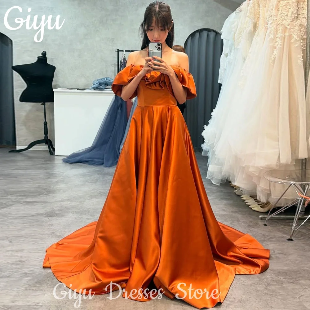 

Giyu Elegant Orange Korea Wedding Dress PhotoShoot A-line Off Shoulder Floor-Length Evening Gown Dress Birthday Party Dress 2025